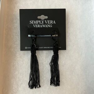 SVVW Simply Vera Vera Wang Black Knot and Chain Earrings NWT
